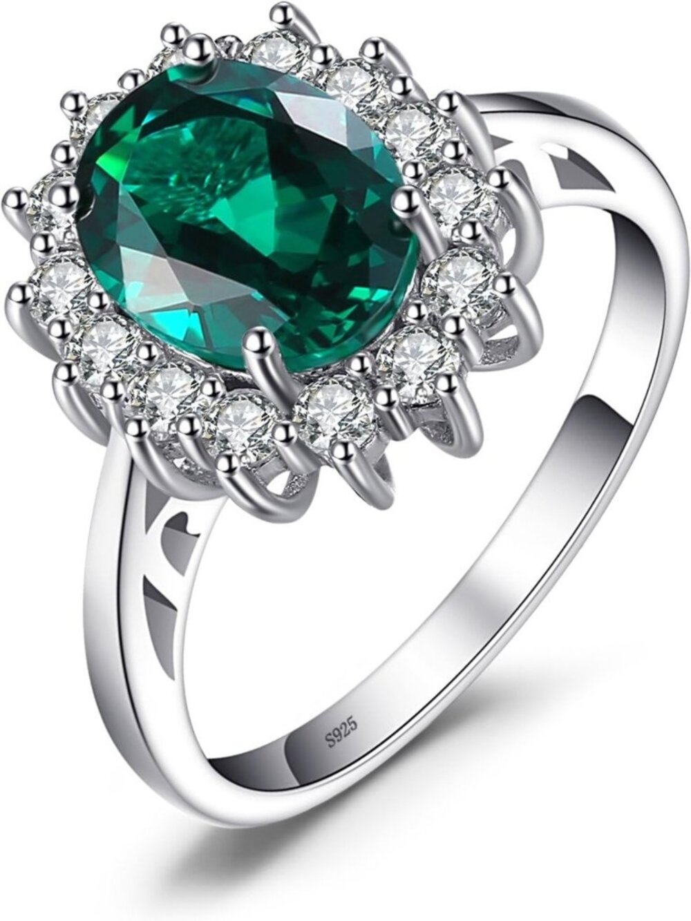 Elegant Sapphire Halo Engagement Ring for Women - 14K Gold Plated Birthstone